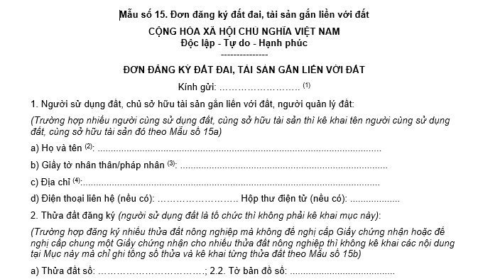 Mẫu đơn xin cấp sổ đỏ đất đường Mai Đăng Chơn, Ngũ Hành Sơn lần đầu là mẫu nào?
