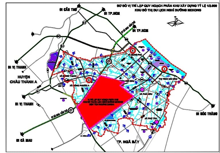 Bản đồ vị trí quy hoạch Khu đô thị du lịch nghỉ dưỡng Mekong tại Cần Thơ