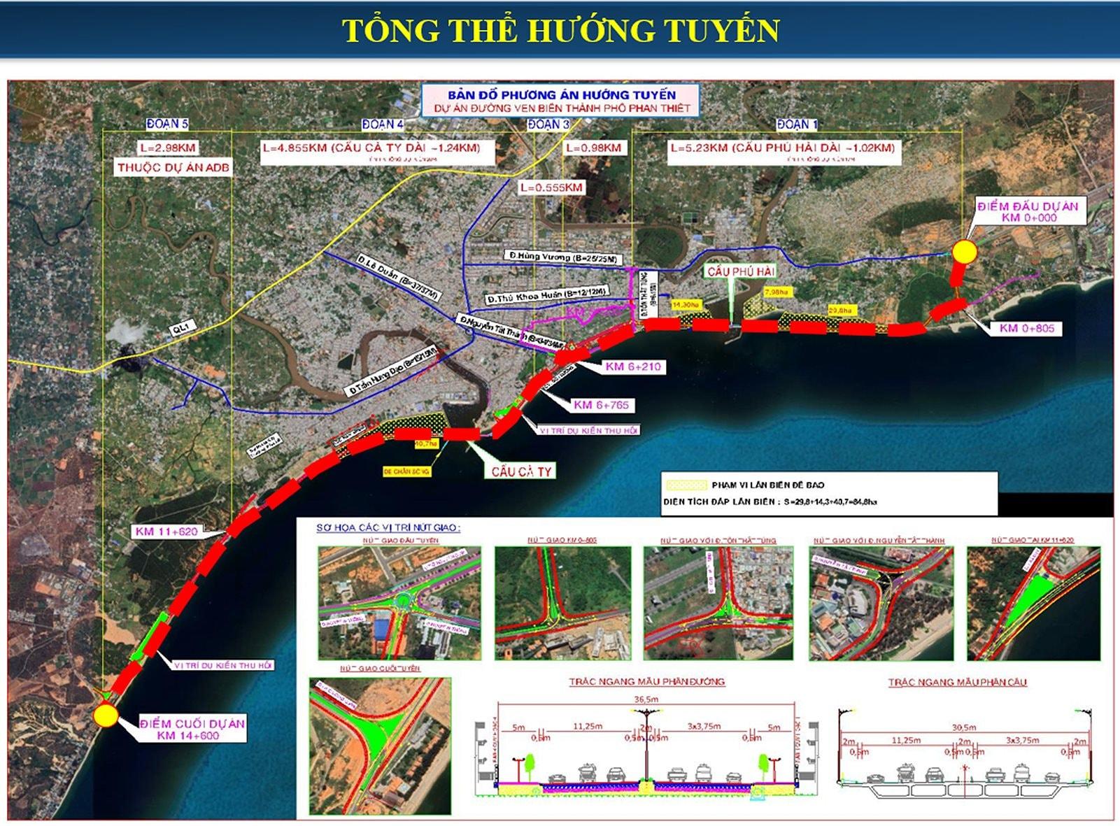 Bản đồ hướng tuyến đường ven biển TP Phan Thiết cập nhật mới nhất 2025