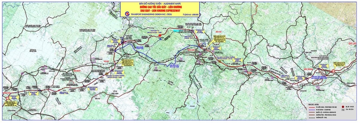 Bản đồ cao tốc Dầu Giây - Liên Khương