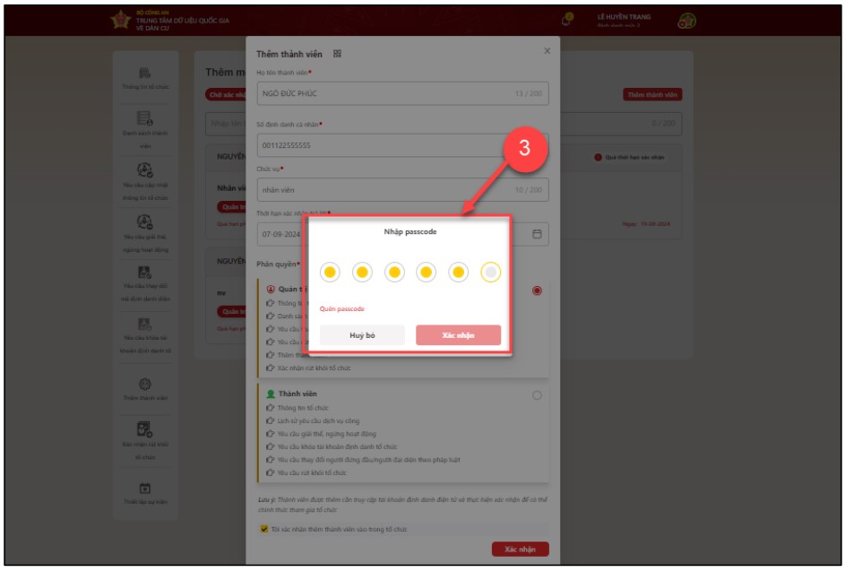Hướng dẫn thêm thành viên vào tài khoản định danh doanh nghiệp
