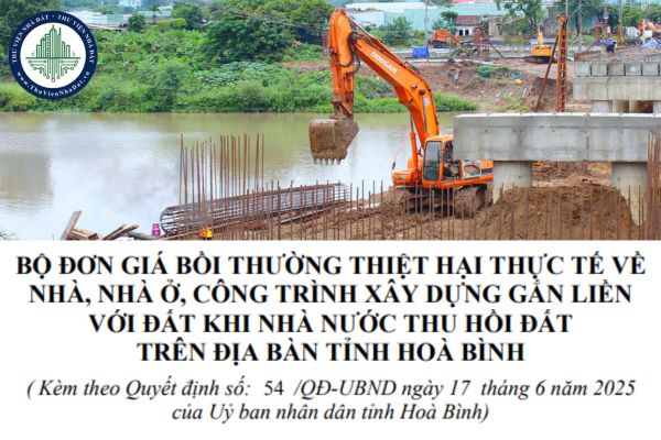 Quyết định 54/2025/QĐ-UBND: Bộ đơn giá bồi thường thiệt hại thực tế về nhà ở và công trình xây dựng khi Nhà nước thu hồi đất tại Hòa Bình