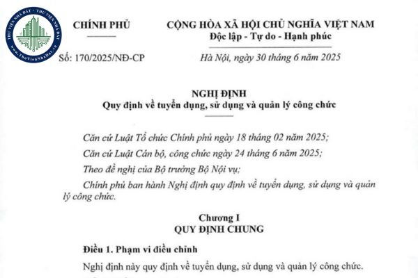 Tải file Nghị định 170/2025/NĐ-CP về tuyển dụng công chức và sử dụng, quản lý công chức