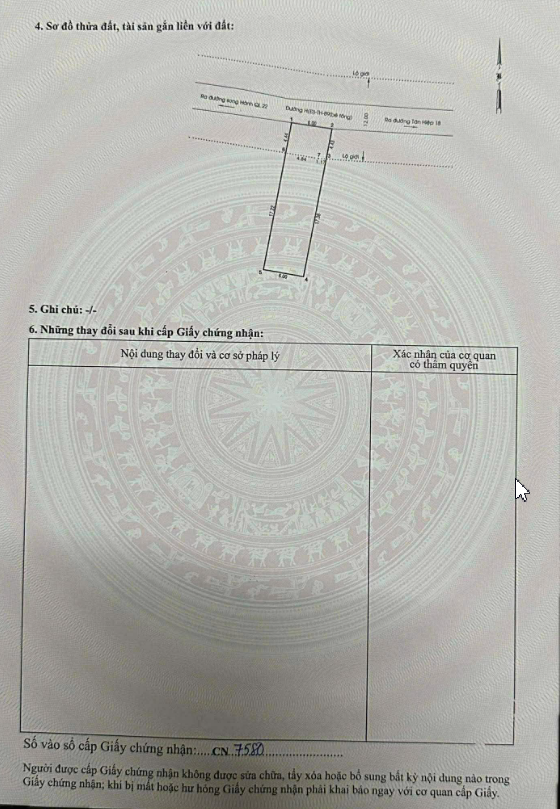 Giảm 400 triệu, bán đất Tân Hiệp 18, Hóc Môn, đường thông xe tải, 6x22m có 103m² thổ cư