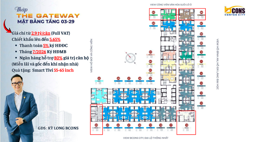 GIỎ HÀNG BCONS CENTER CITY, CHIẾT KHẤU CAO, VỊ TRÍ ĐẸP, TẦNG ĐẸP