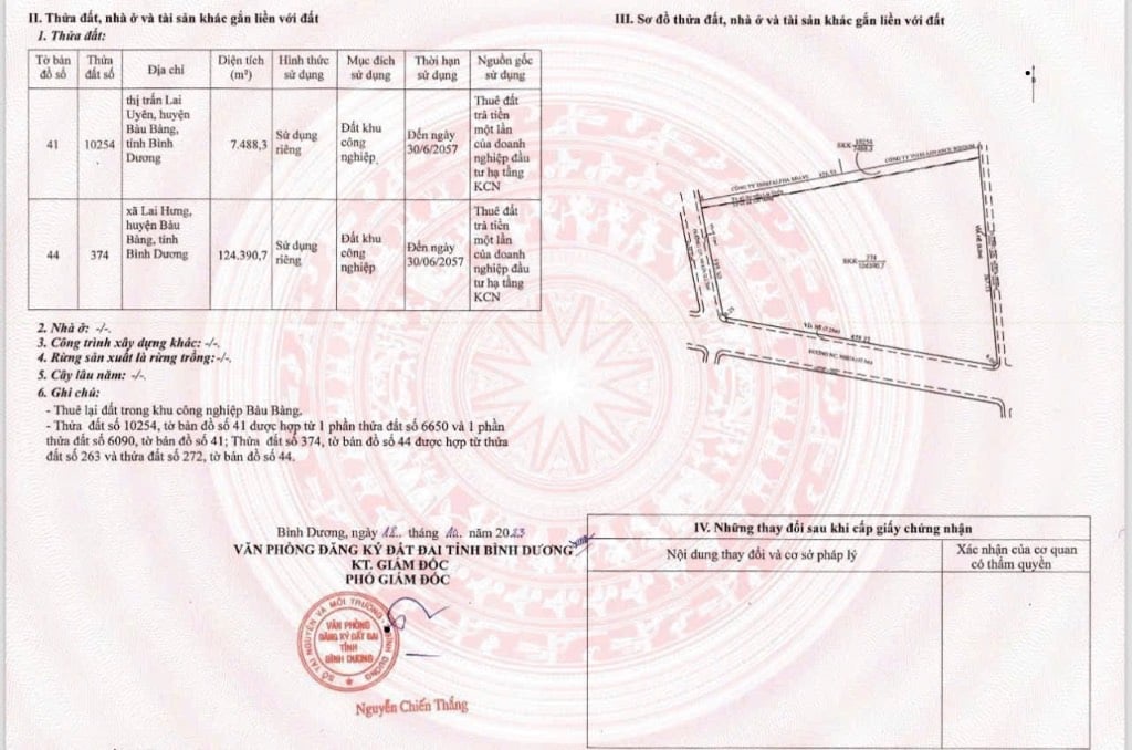 Chuyển nhượng đất KCN Bàu Bàng, Bình Dương, DT 130000m2