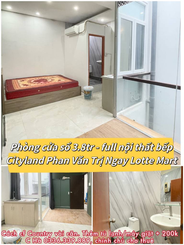 Phòng Cityland ngay Lotte giảm giá chỉ 3.3tr, điện 3.5k full nội thất. Chính chủ cho thuê k môi giới
