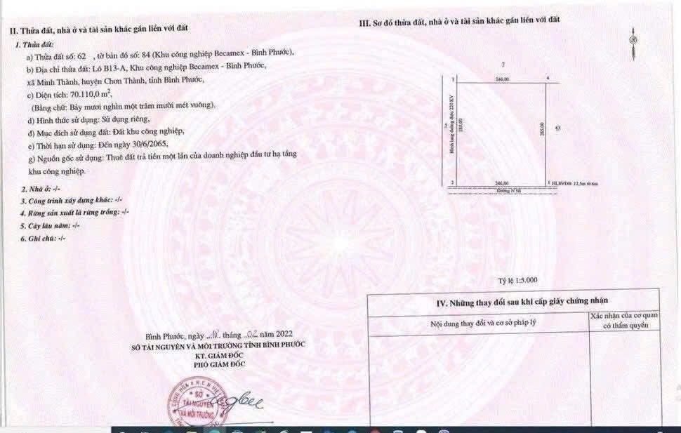 Bán đất KCN Chơn Thành, Bình Phước, diện tích lớn, kinh doanh hoặc đầu tư