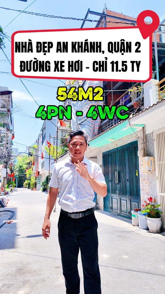 BÁN NHÀ AN KHÁNH, QUẬN 2 - 54M2 (3.6x15M) - KHU TẬP THỂ BỘ CÔNG AN - 11.5 TỶ