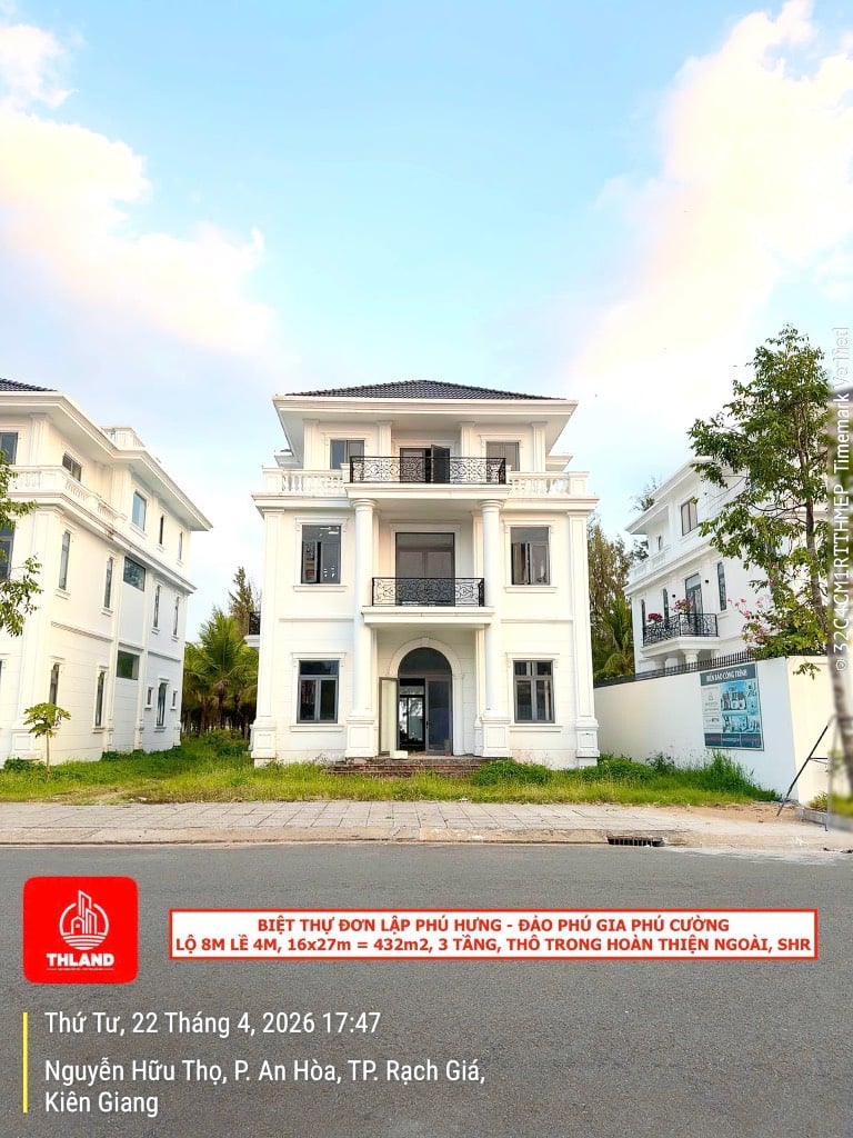 Giá cực tốt cho Biệt Thự Đơn Lập - Đảo Phú Gia Phú Cường, view Biển lộ 16m, 16x27m, 3 tầng thô trong