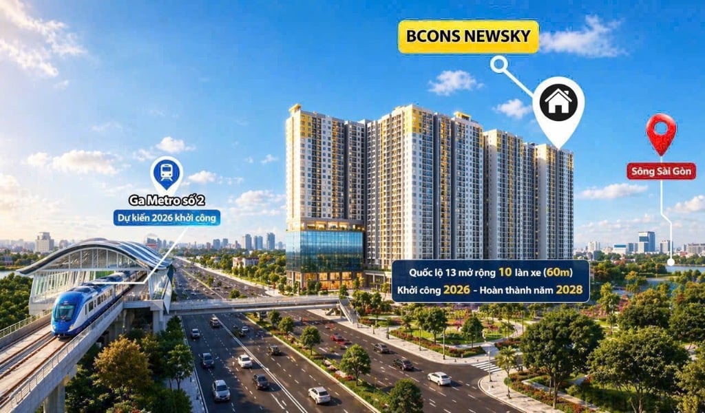 Bán căn hộ Bcons New Sky, diện tích gần 2ha, nằm ngay mặt tiền Quốc Lộ 13