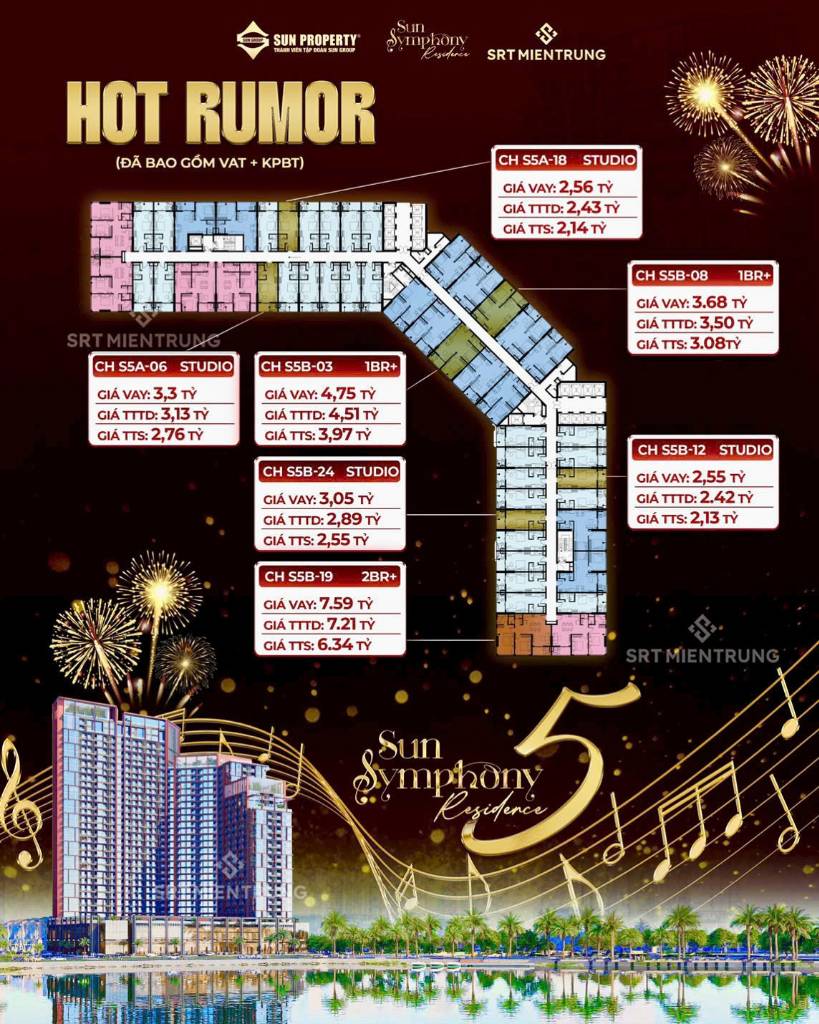 Chính thức nhận booking căn hộ Sun Symphony Residence, Đà Nẵng, trực diện sông Hàn, giá tốt