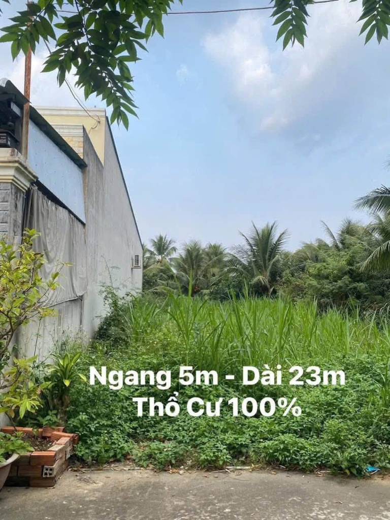 Đất thổ cư  Tân Mỹ Chánh, Tp Mỹ Tho, hẻm xe hơi 5m , DT 115m2 giá rẻ