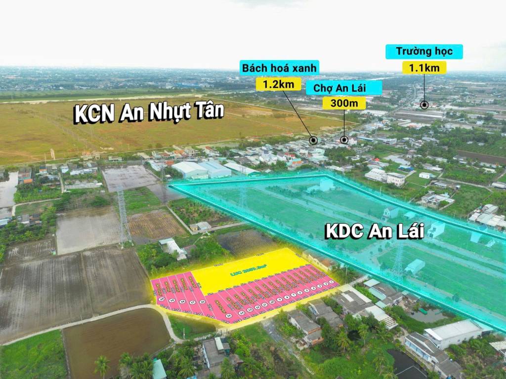 Bán đất thổ cư liền kề KDC An Lái, Long An, 5x30m đường 4m gần KCN đông đúc, điện nước sẵn