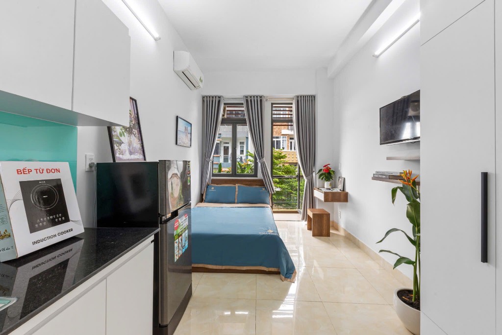 Cho thuê căn hộ Nguyễn Hữu Cảnh Bình Thạnh, 45m² ban công thoáng, nhà mới, gần UEF