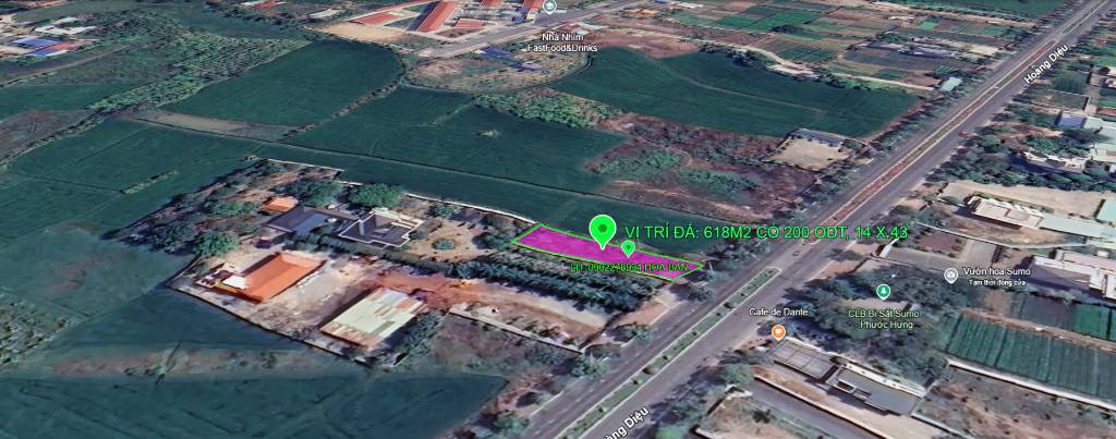 Cần bán đất 618m2 CÓ 200 ODT HOÀNG DIỆU, Bà Rịa - Vũng Tàu, sổ đỏ đầy đủ
