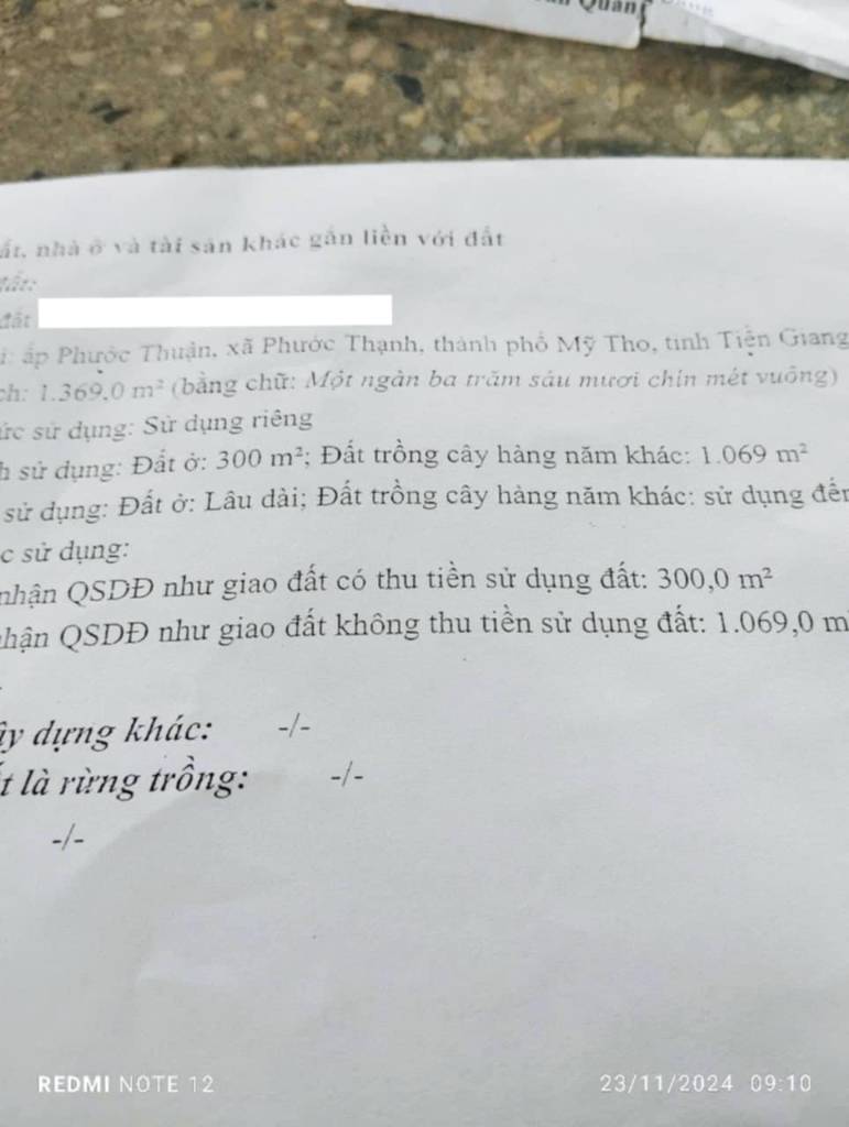 Bán đất + một căn nhà cấp 4, Ấp Phước Thuận, xã Phước Thạnh, Tp.Mỹ Tho, Tiền Giang