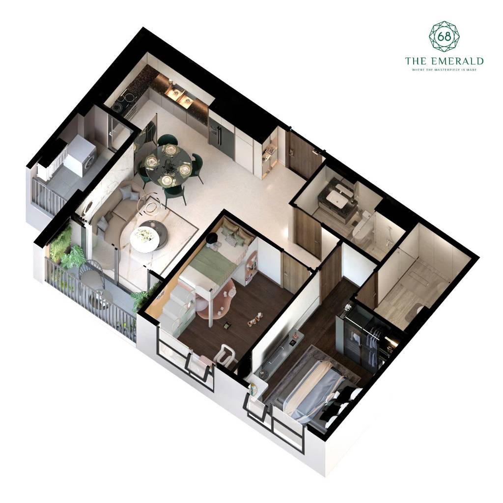 Bán căn hộ chung cư 70m2 The Emerald 68, Thuận An, tiện ích đầy đủ