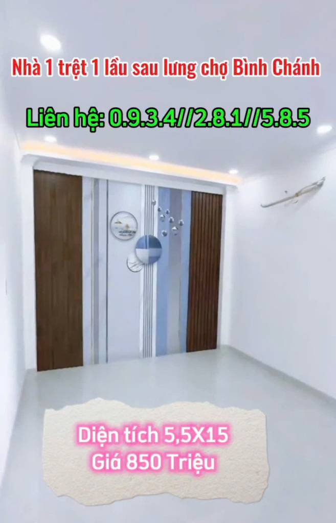 Bán nhà sau lưng chợ Bình Chánh, giá chỉ 850 triệu, sổ hồng riêng, công chứng ngay