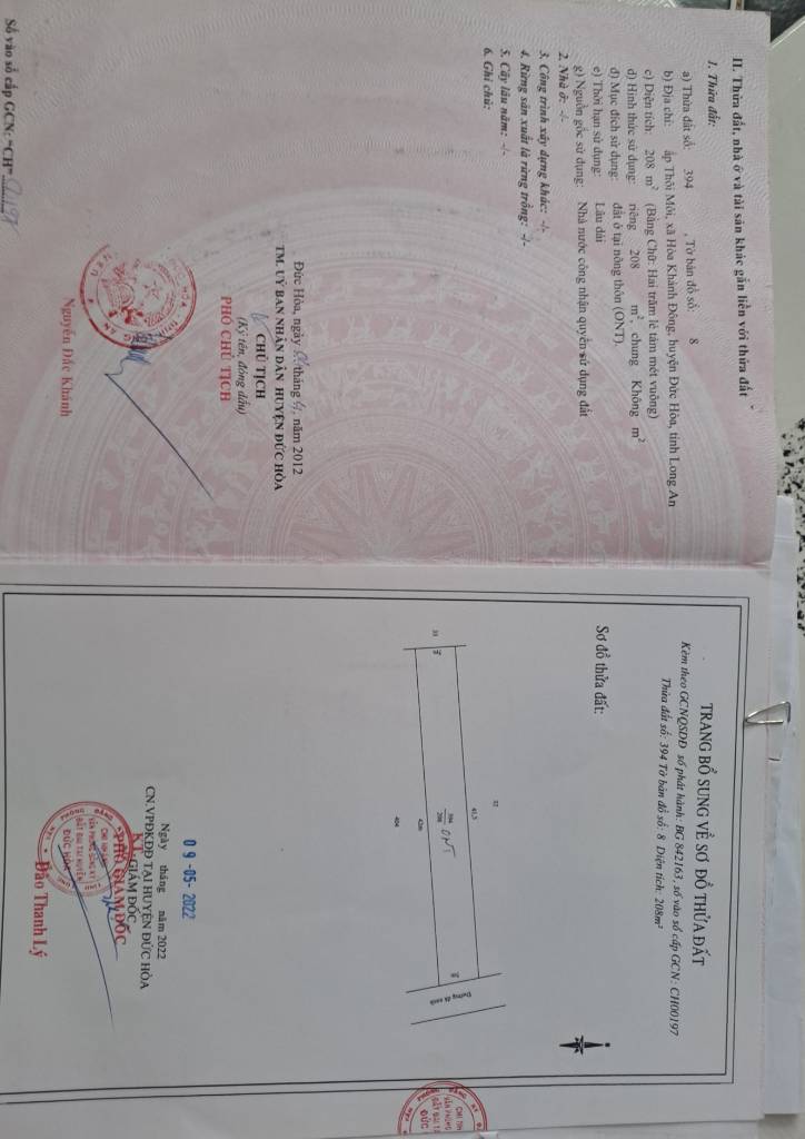 Bán Đất 208m2 Thôn Thôi Môi, Huyện Đức Hòa, Long An - Giá 1.5 Tỷ VND