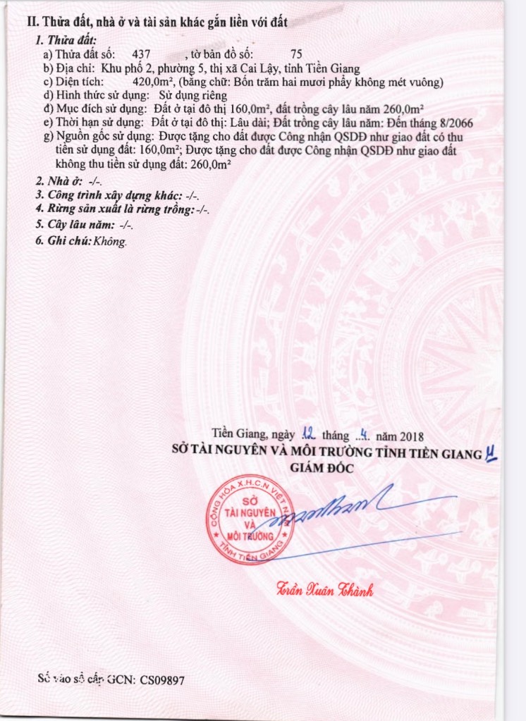 Cần bán nhà mặt phố 607m2 tại đường 30 tháng 4, Cai Lậy, Tiền Giang với giá 13 tỷ