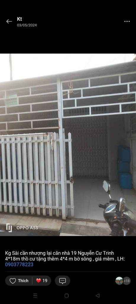 Nhà mặt tiền Nguyễn Cư Trinh 4*18m, 01 phòng khách, 2PN, tolet, bếp