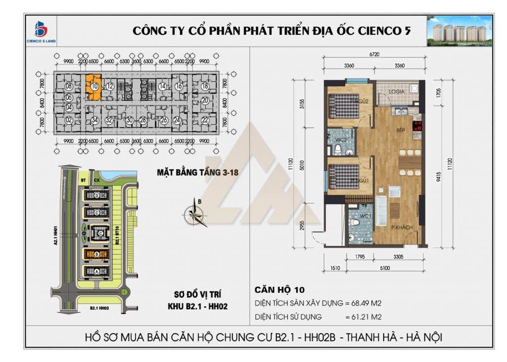 Bán căn hộ tầng 10 tòa B chung cư Thanh Hà, khu 5 tòa mới