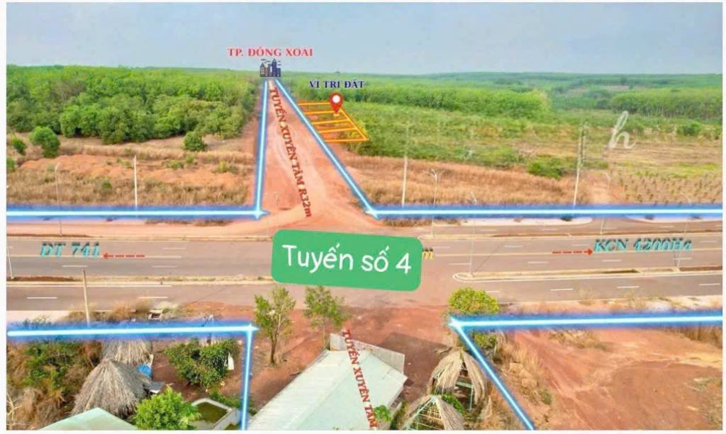 Bán đất 202m2 Xuyên Tâm, Tân Lợi,  Đồng Phú, Bình Phước giá 300 triệu