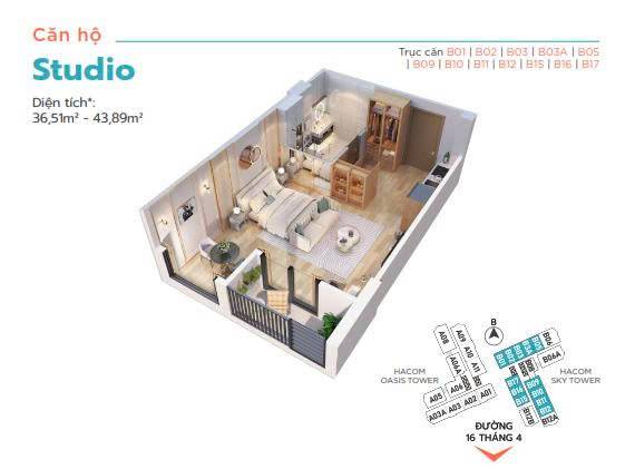 Chỉ 1,58 tỷ sở hữu căn hộ Hacom Tower, full nội thất chuẩn 4 sao đầu tiên ngay trung tâm biển Phan Rang