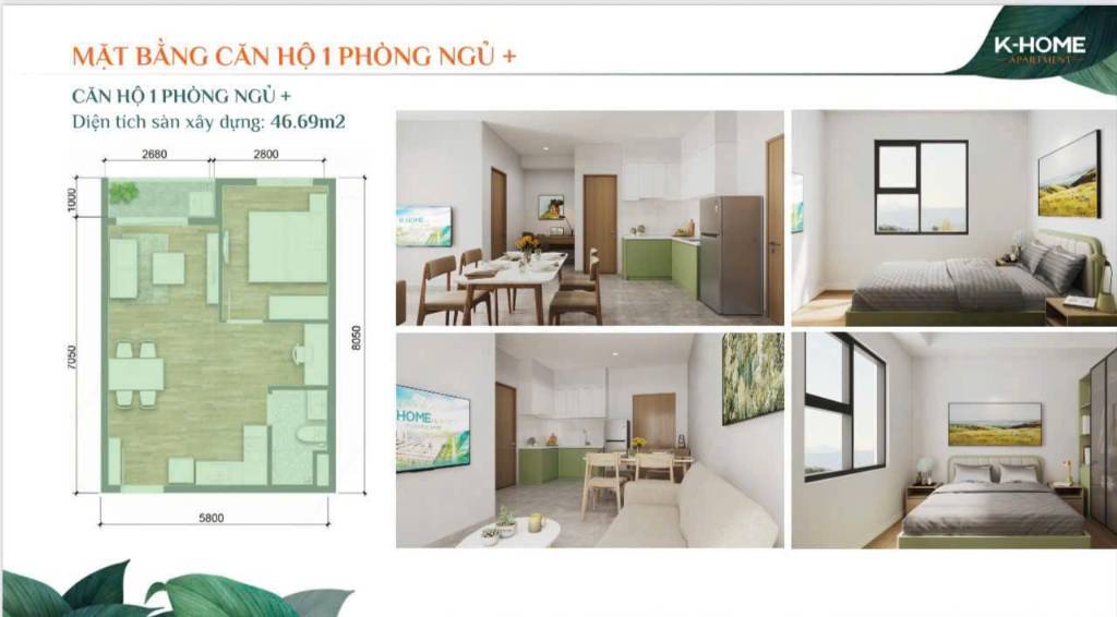 Nhà ở Xã hội K Home New City, Bình Dương, 1PN 1WC, 47m2, chỉ 978 triệu
