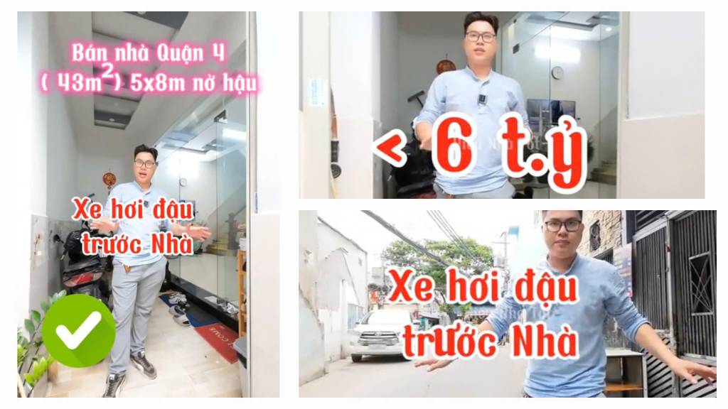ĐƯỜNG XE HƠI 4 tầng ngang 5m dài 8m Quận 4 chỉ 5.8 tỷ