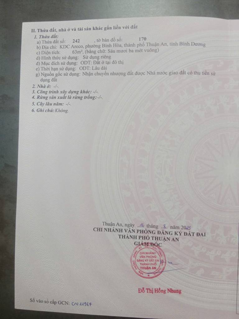 Cần bán nhà riêng gần chợ Đồng An 3, phường Bình Hòa, HCM (BD cũ)