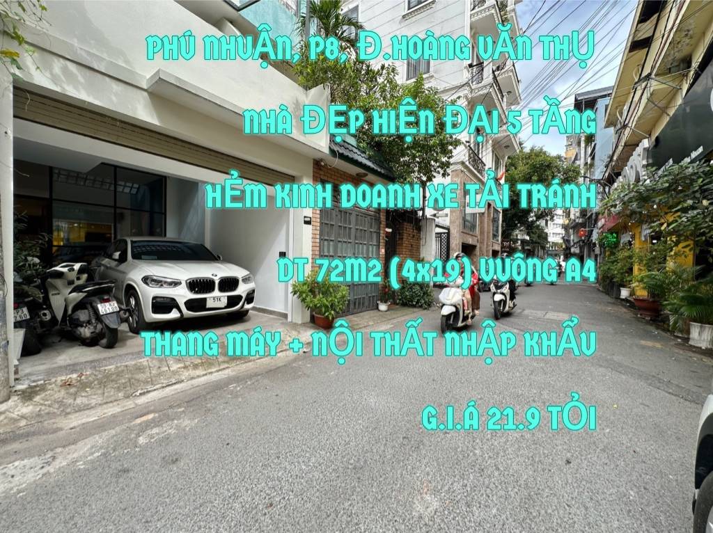 PHÚ NHUẬN NHÀ ĐẸP 5 TẦNG 72m2 THANG MÁY HẺM KINH DOANH 8M 21,9 TỶ