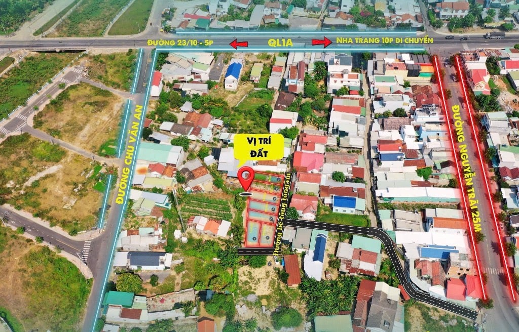 Bán đất gần ngã ba cây dầu đôi Diên khánh, Khánh hoà với diện tích 89m2 ngang5m full Thổ giá 1Tỷ550