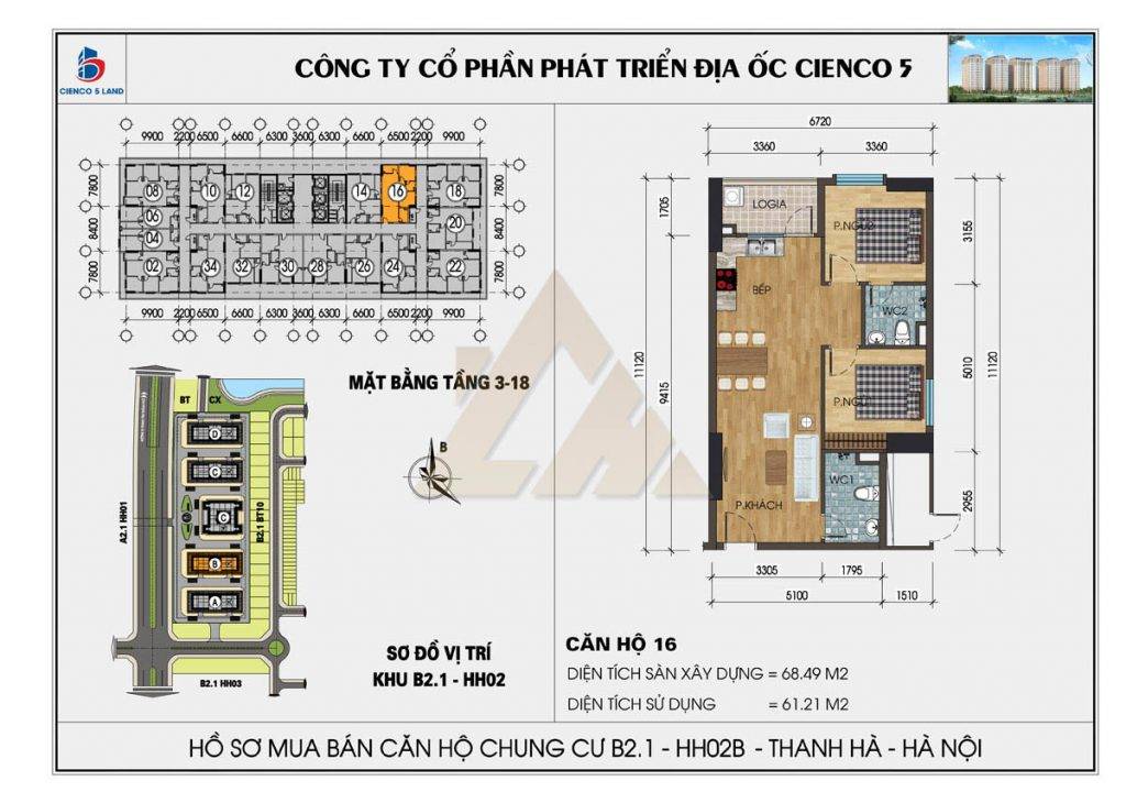 Bán căn hộ Thanh Hà, tầng trung view thoáng, khu 5 tòa, dt 68m², thanh toán 1,4 tỷ
