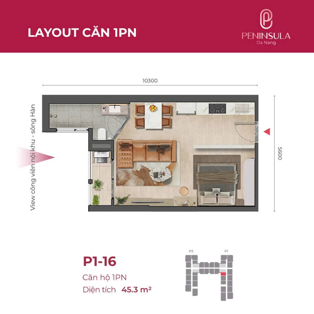 BÁN NHANH CĂN HỘ 2PN PENINSULA, FULL NỘI THẤT - NGẮM TRỌN VIEW PHÁO HOA TỪ BAN CÔNG CĂN HỘ