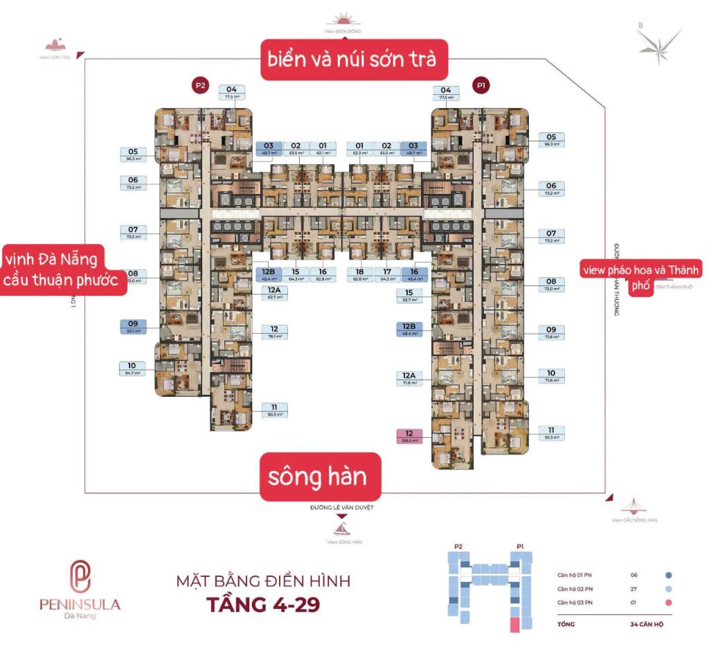 BÁN NHANH CĂN HỘ 2PN PENINSULA, FULL NỘI THẤT - NGẮM TRỌN VIEW PHÁO HOA TỪ BAN CÔNG CĂN HỘ