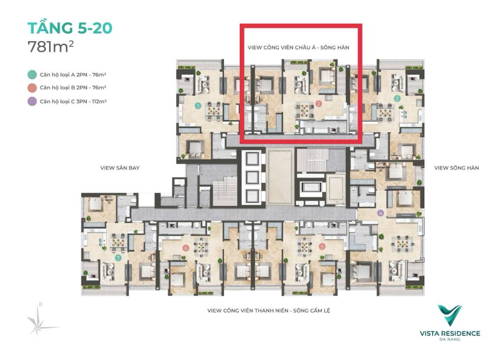 Bán căn hộ Vista Đà Nẵng 2PN view pháo hoa - Trước 25/10 giảm chỉ còn 4.75 tỷ