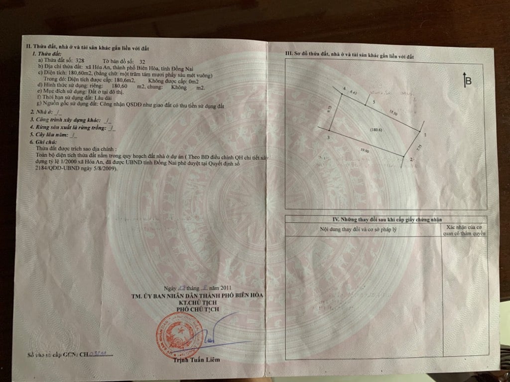 Bán nhà Hóa An, Biên Hòa, thổ cư 100%, diện tích 180.6m2, SHR