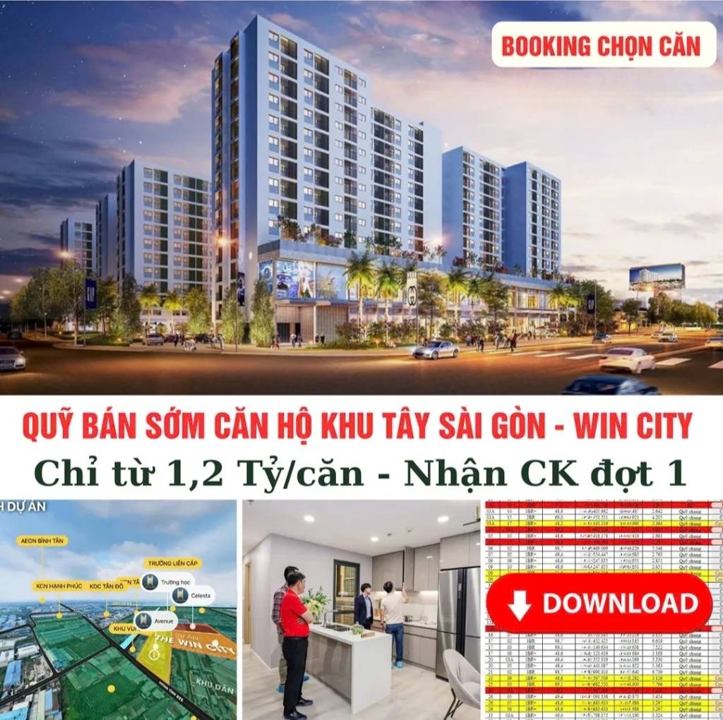 Bán căn hộ The Win City Đức Hòa, căn hộ cửa ngõ Tây Sài Gòn, chỉ từ 1.2 tỷ/căn