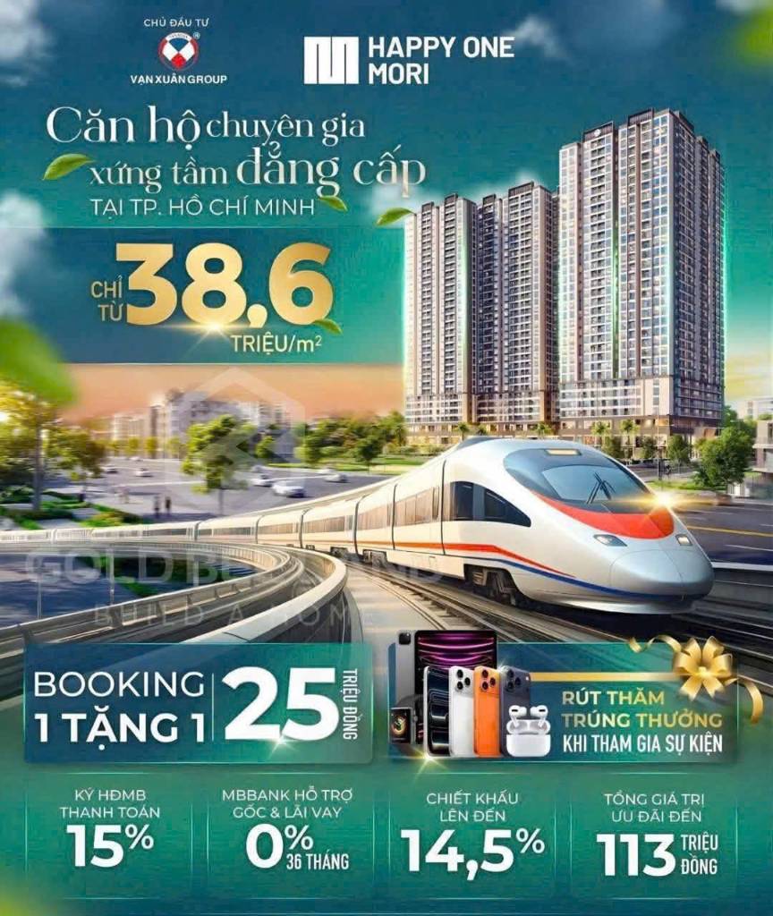 CĂN HỘ HAPPY ONE MORI, VIEW ĐẸP, SÂN GOLF, ĐỐI DIỆN KCN VISIP I VÀ SIÊU THỊ AEON