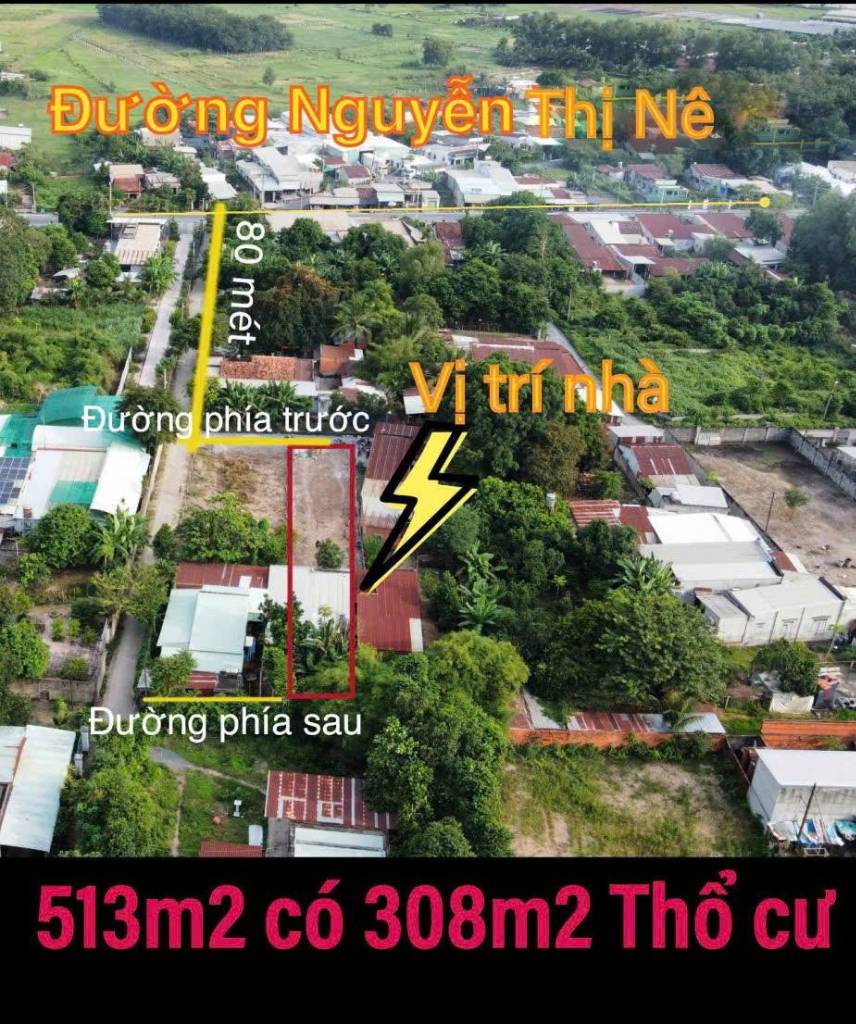 Bán đất Nguyễn Thị Nê, Củ Chi, diện tích 513m², pháp lý rõ ràng, giá 2,6 tỷ