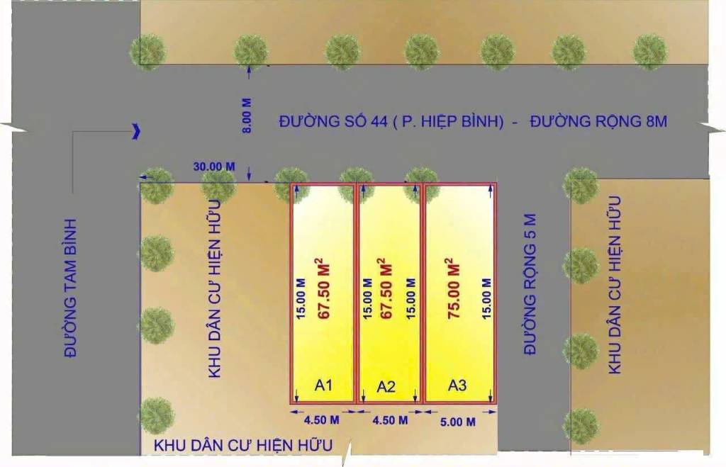 BÁN 3 LÔ ĐẤT VÀNG HIỆP BÌNH CHÁNH - GẦN CHỢ HIỆP BÌNH