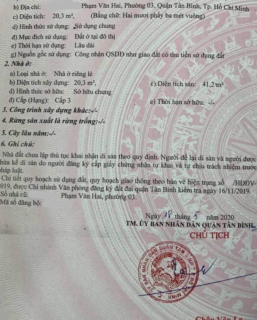 Bán nhà ngay chợ Phạm Văn Hai, 21m2, shr, vuông vức, hơn 2 tỷ