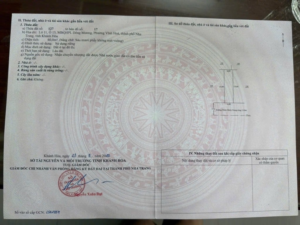 Bán 2 lô đất liền kề mặt tiền Vũ Hữu, TP Nha Trang, 60m2 lô, Full đất ODT, giá 4,4 tỉ