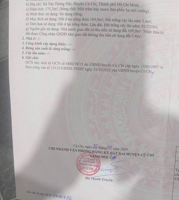 Bán đất Tân Thông Hội, Củ Chi, khu Việt Kiều, 175m² , Full thổ cư, nở hậu đẹp