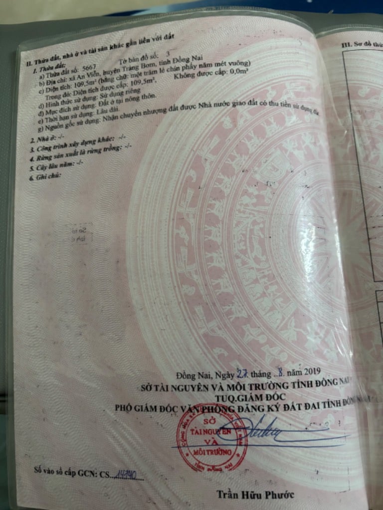 Bán đất chính chủ xã An Viễn, Trảng Bom, Đồng Nai, full thổ cư