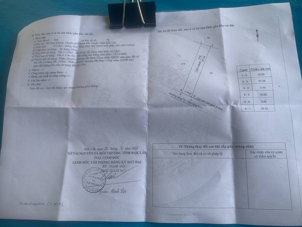Bán đất chính chủ 572m2 tại Xã Hòa Khánh, Buôn Ma Thuột, giá 2.2 tỷ.