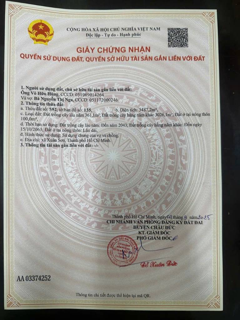 Cần bán gấp đất Châu Đức, 10237m² vuông đẹp có ONT, tiềm năng sinh lời cao