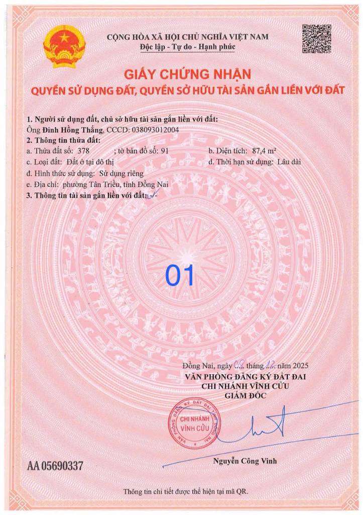 Bán nhà Tân Bình, Vĩnh Cửu, hai lầu, gần chợ Tân Bình, liền kề KDC Lavender, nhà hướng Tây Nam